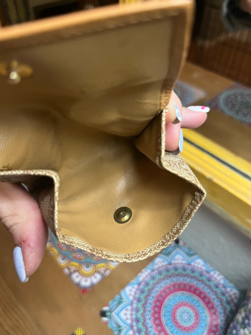 Celine Tan Leather & Brown Monogram Coin Pouch - Picture 5 of 10